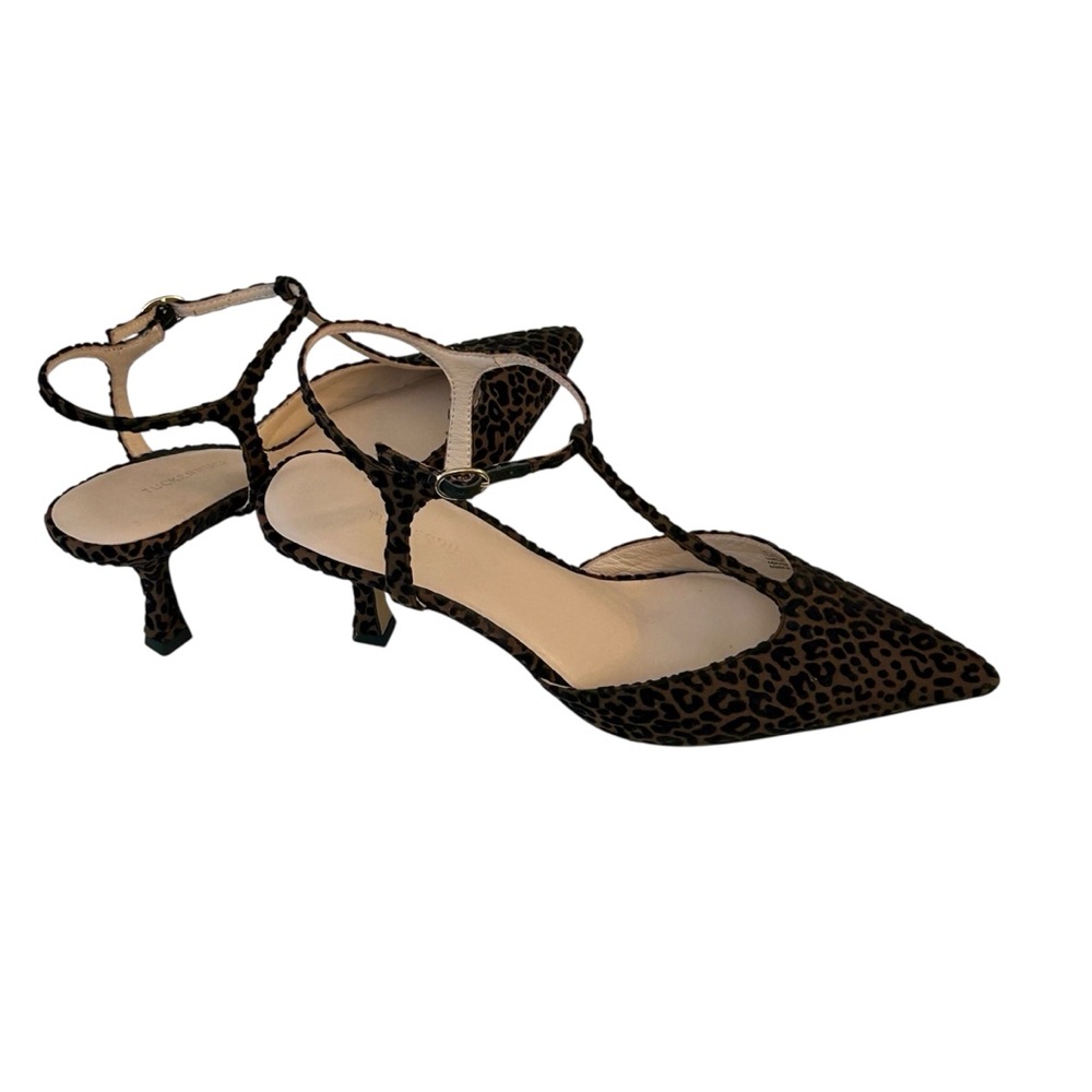 Tuckernuck Animal Print T-Strap Margot Heels Black Brown Party Classy Sz 10 - Picture 12 of 15